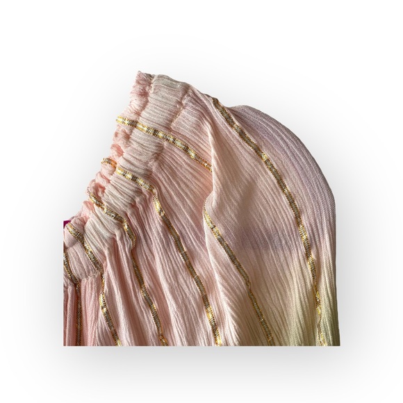 new Zury 𖡗 Metallic Thread Off Shoulder Peasant Dress 𖡗 Pink Tie Dye Ombré 𖡗 - Picture 4 of 16